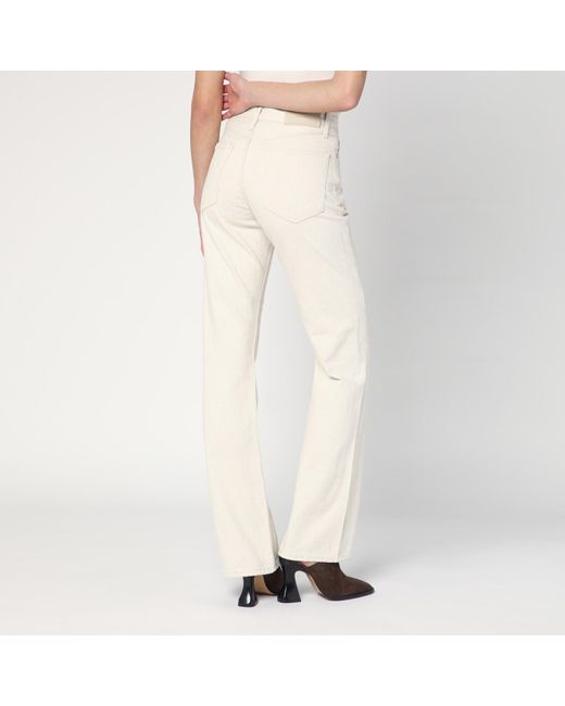 Calvin Klein Natural Relaxed Flared Beige Jeans In Linen Blend
