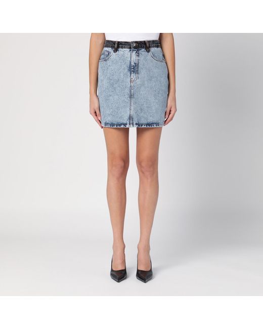 ROTATE BIRGER CHRISTENSEN Blue Patchwork Mini Skirt