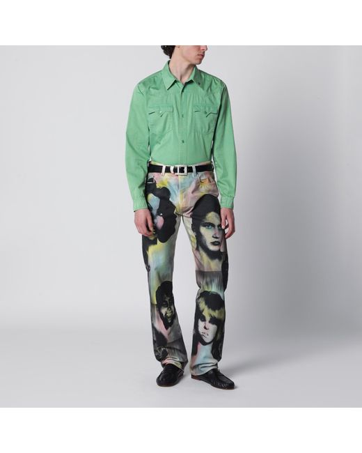 Versace Green Cotton Shirt for men