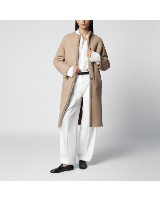 Blancha Natural Hazelnut Reversible Shearling Coat