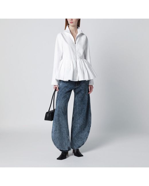 Alaïa White Cotton Poplin Peplum Jacket