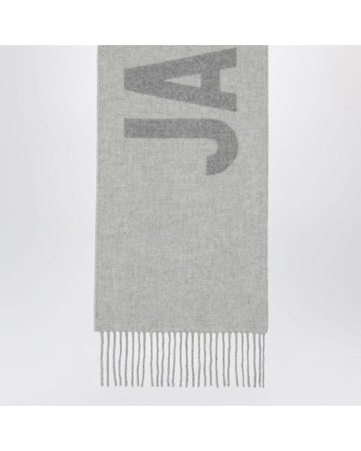 Sciarpa grigia in lana con logo di Jacquemus in Gray
