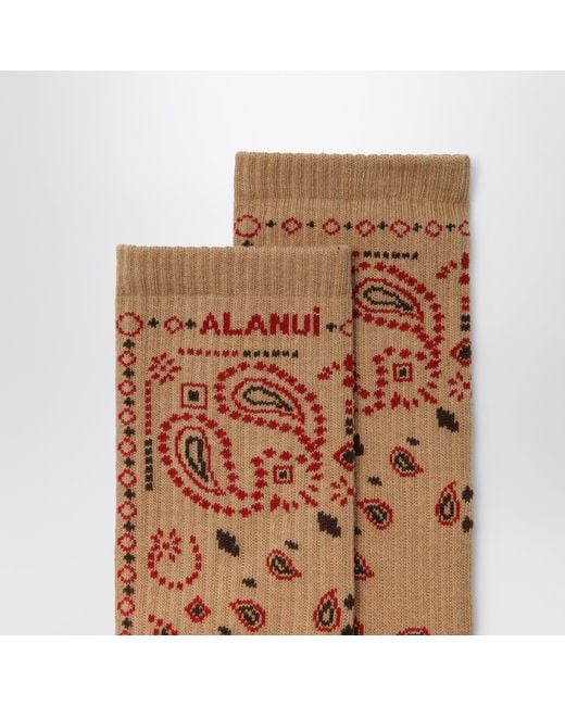 Alanui Brown Cotton-Blend Bandana-Pattern Socks
