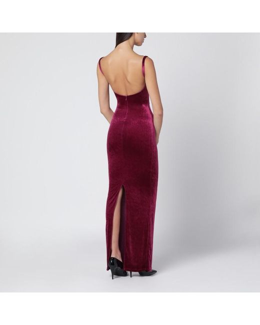 Abito lungo in velluto color prugna di Balenciaga in Red