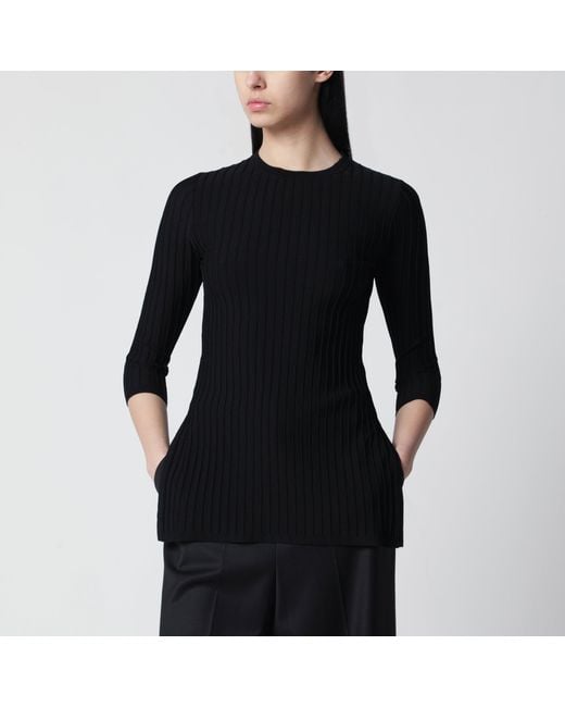 Max Mara Black Ribbed Crewneck Sweater