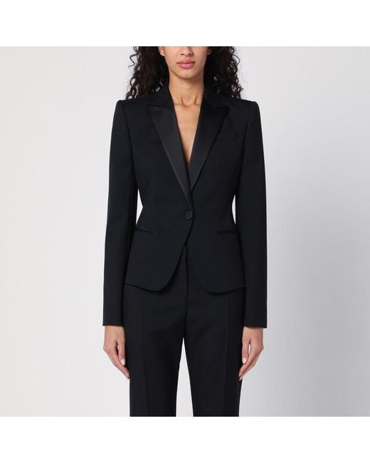Alexander McQueen Black Single-Breasted Wool Jacket For