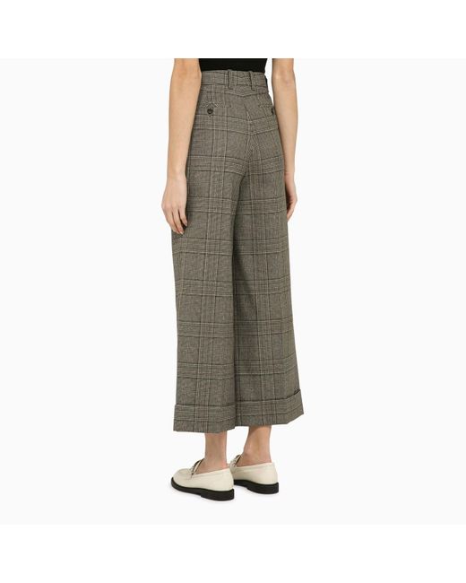 Gucci Brown Prince Of Wales Wool Cropped Trousers