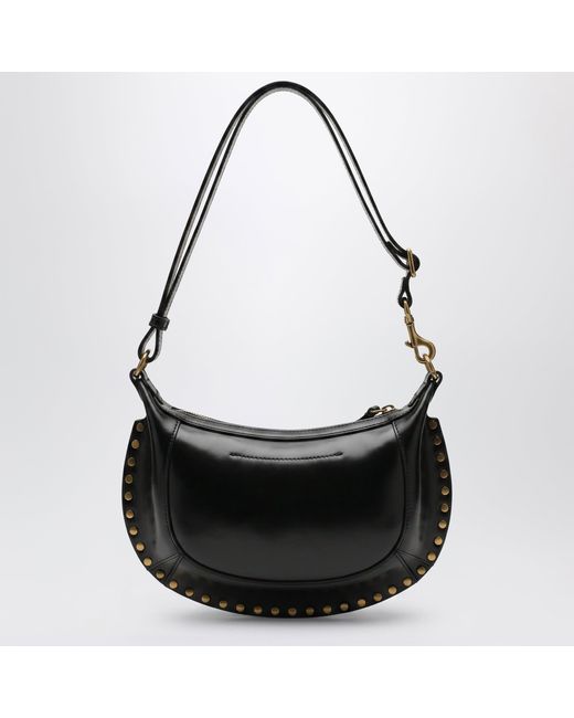 Isabel Marant Black Oskan Moon Studded Calfskin Leather Bag
