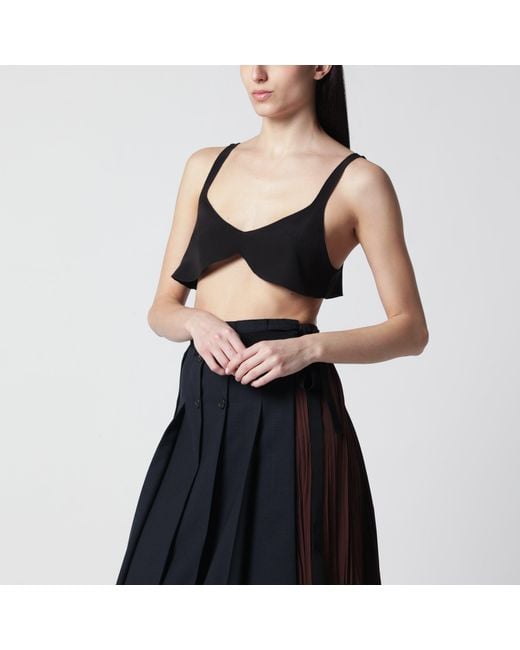 Prada Black Crêpe De Chine Silk Top