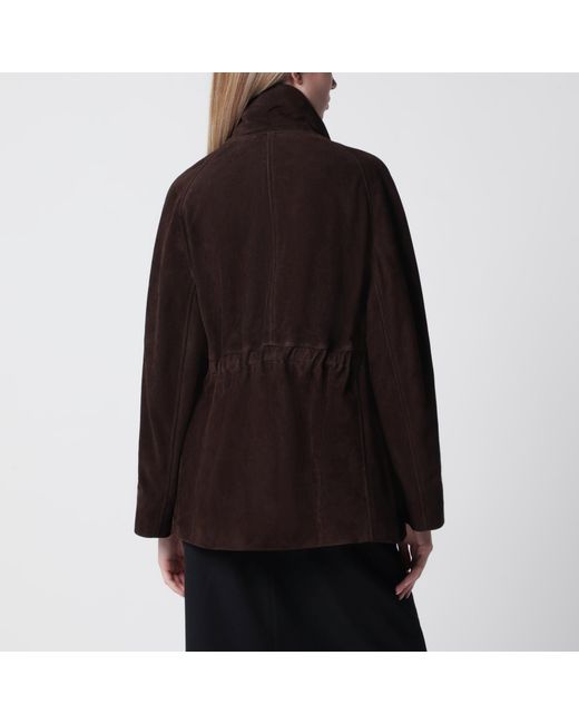Nour Hammour Black Mocha Quai Fluid Suede Jacket