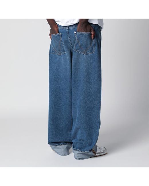 Bottega Veneta Blue Wide-Leg Cuffed Jeans for men
