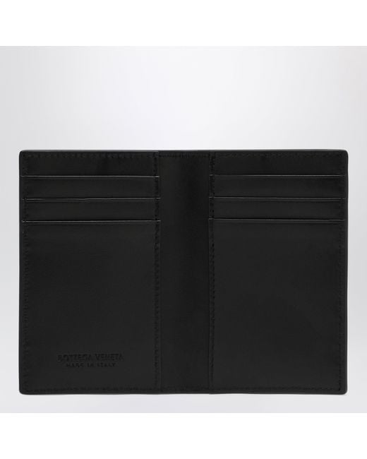Bottega Veneta Black Intrecciato Card Holder With Flap for men