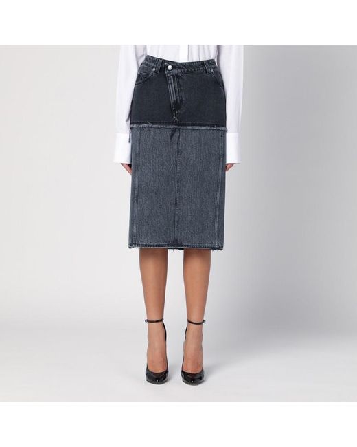 Jupe En Denim Bicolore Noire Alexander McQueen en coloris Blue