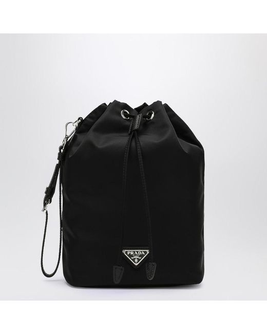 Prada Black Schwarze Bucket Bag Aus Re-Nylon