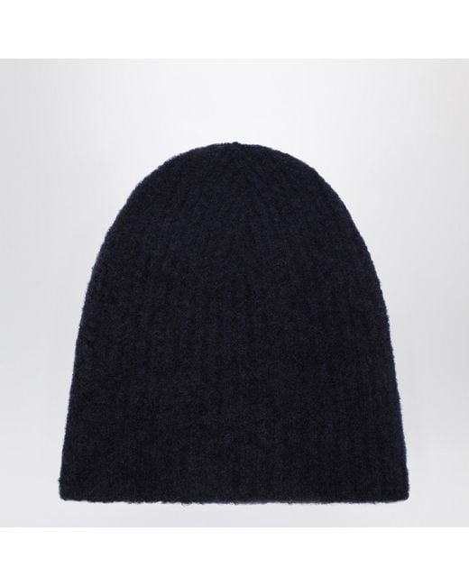 Roberto Collina Blue Cashmere Ribbed Hat
