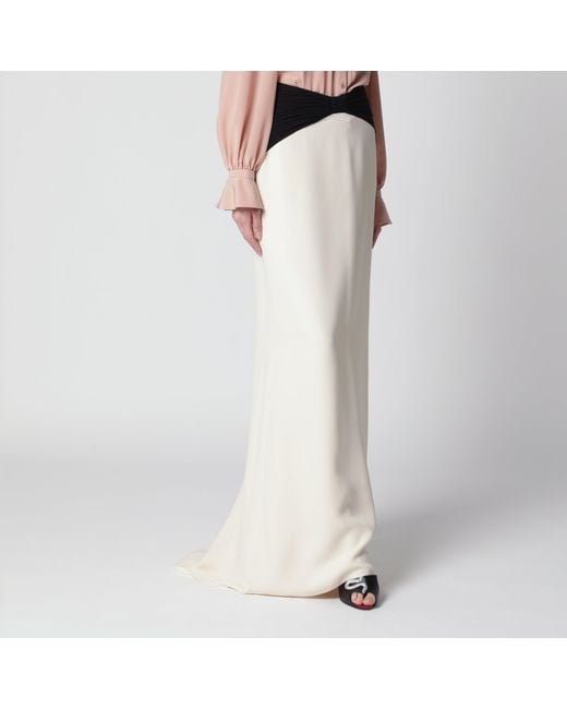 Valentino White Long Silk Skirt