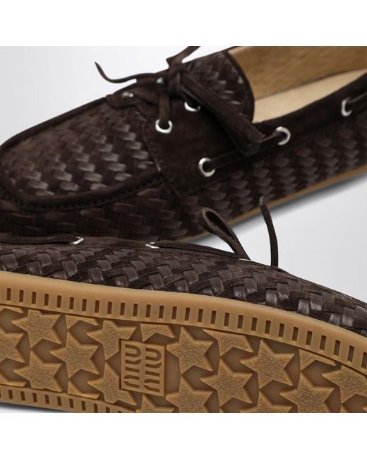 Miu Miu Black Leather And Suede Woven Moccasins
