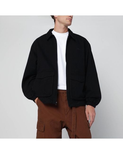 AWAKE NY Black Zip Up Overshirt With Logo for men