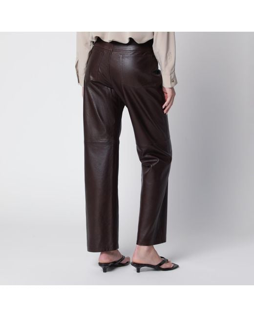 Max Mara Brown Lamb Nappa Leather Trousers