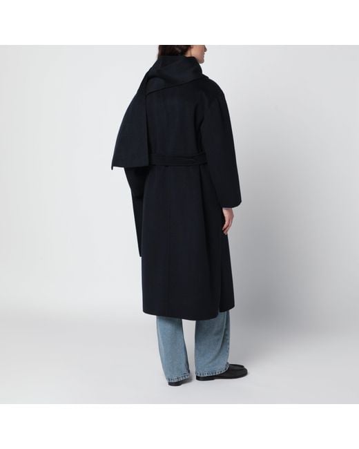 Max Mara Black Dark Wool And Cashmere Dressing Gown Coat