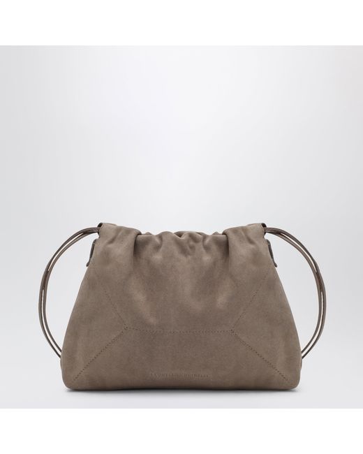 Brunello Cucinelli Brown Bc Duo Pouch Suede Bag With Monile Detail