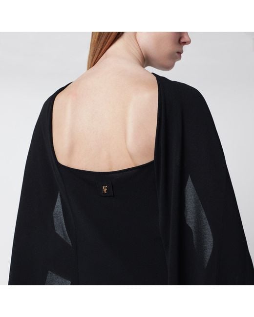 Alberta Ferretti Black Top With Chiffon Sleeves
