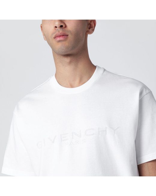 Givenchy White Cotton And Silk T-Shirt With Jacquard Logo for men