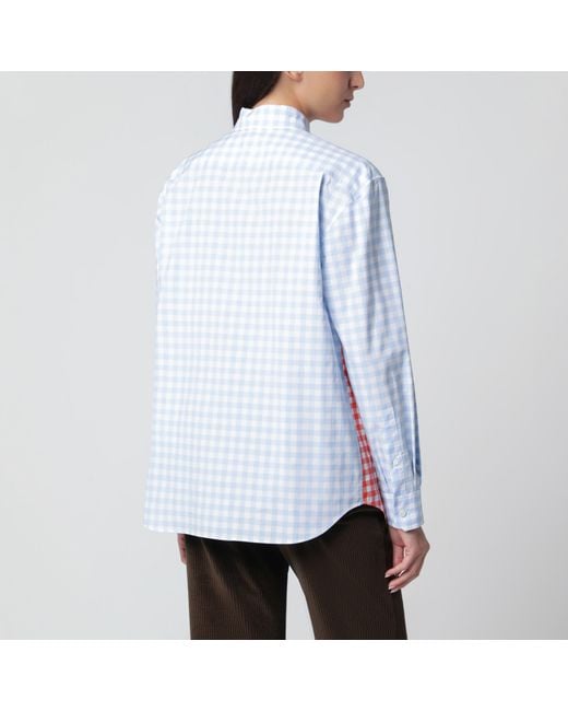 Loewe Multicolor Hellblau/Orangefarbenes Patchwork-Hemd Aus Baumwolle