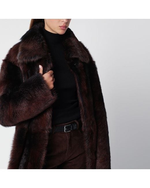 Frankie Shop Brown Patent Toni Croc Belt