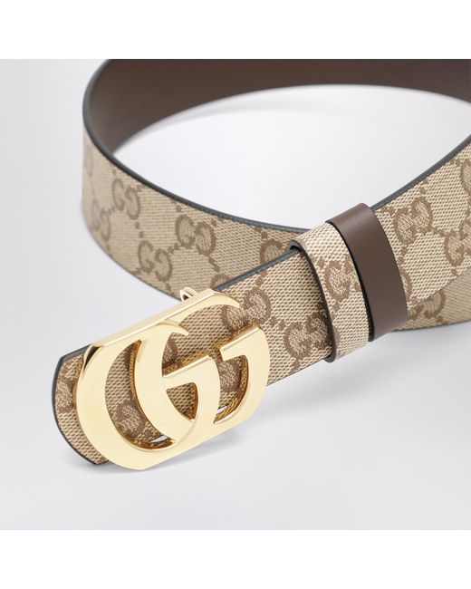 Gucci Natural Sand/Dark Reversible Cut Gg Marmont Belt for men