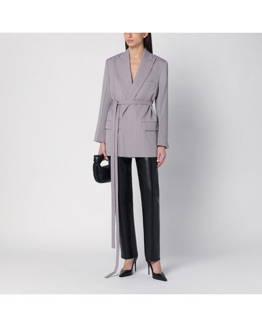 Victoria Beckham Gray Light Jacket With Belt