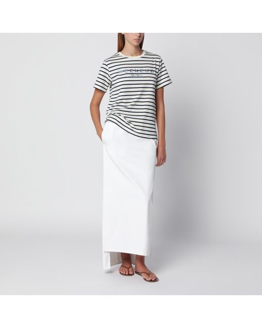 Weekend by Maxmara Blue Écru Striped Cotton Jersey T-Shirt