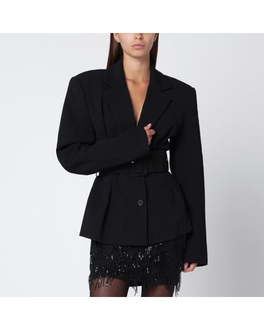 ROTATE BIRGER CHRISTENSEN Black Single-Breasted Jacket With Belt