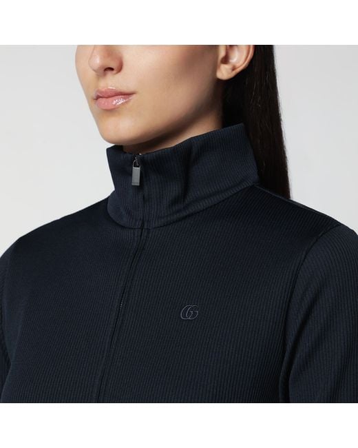 Gucci Blue Ribbed Cotton Jersey Zip-Up Sweatshirt
