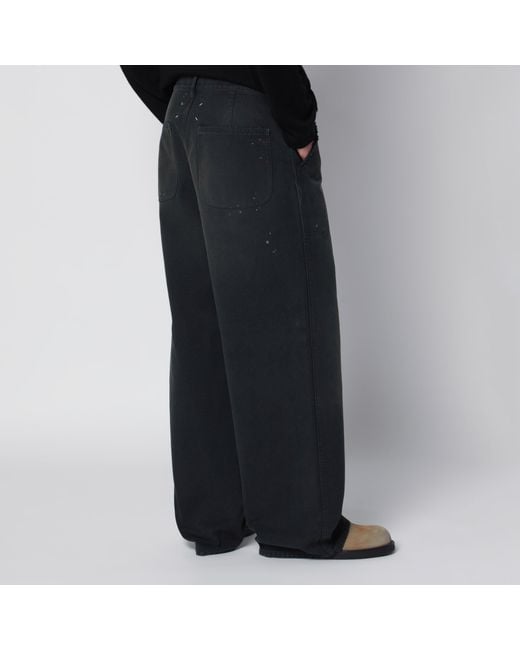 Maison Margiela Black Double-Dyed Work Trousers for men