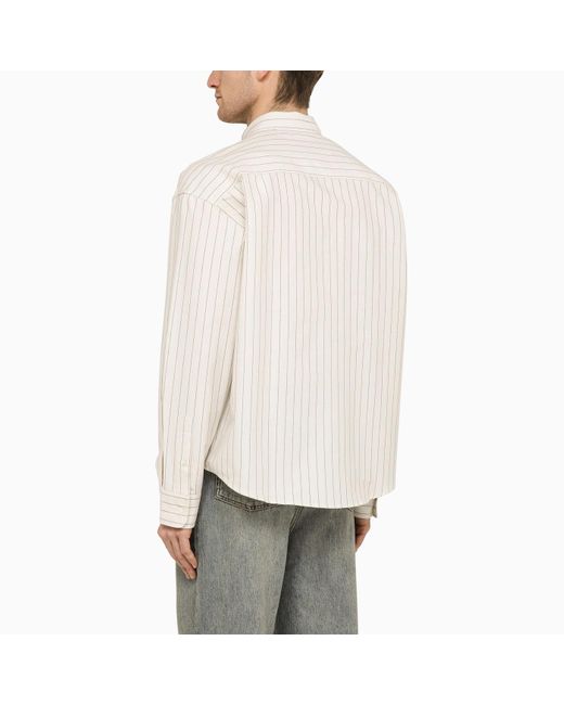 AMI White Striped Ami De Coeur Button-down Shirt for men