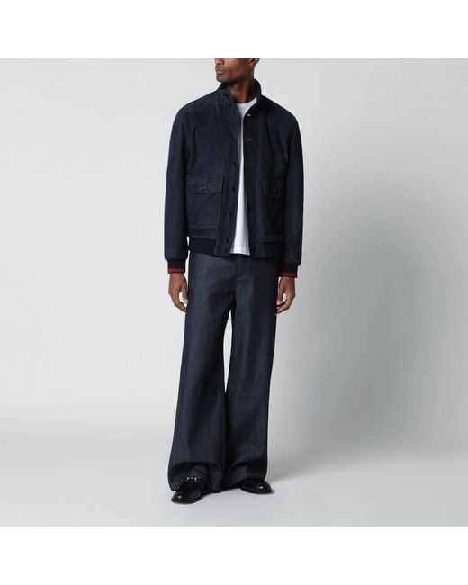 Gucci Blue Leather Jacket for men