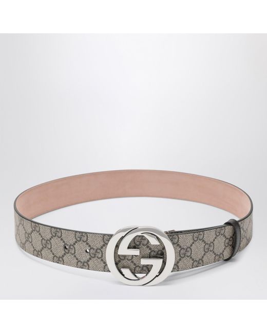 Gucci Gray Gg Supreme Fabric Belt With Gg Buckle for men