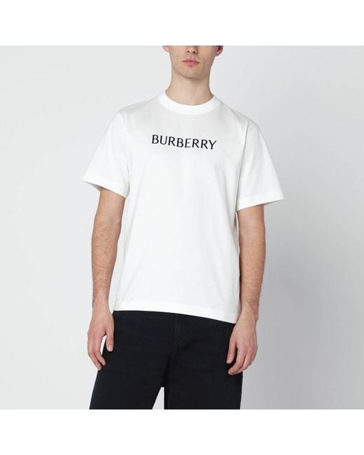 Burberry Weißes T-Shirt Mit Logoprint in White für Herren