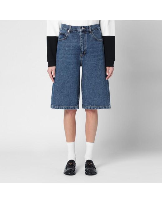 FRAME Blue Bermuda Shorts In Regenerated Denim