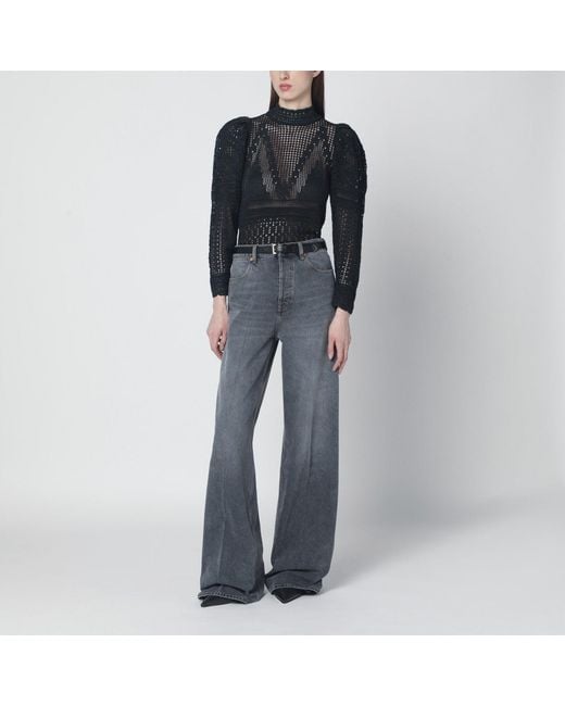 Isabel Marant Black Dahara Openwork Knit Top