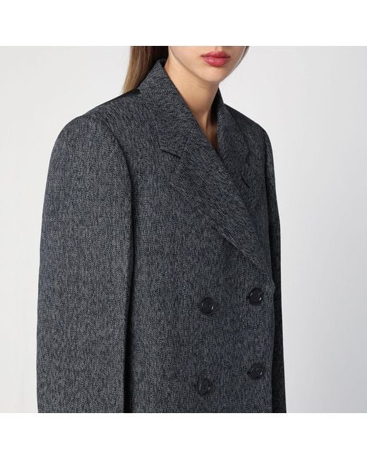 Prada Gray Double-breasted Jacket In Prince Of Wales