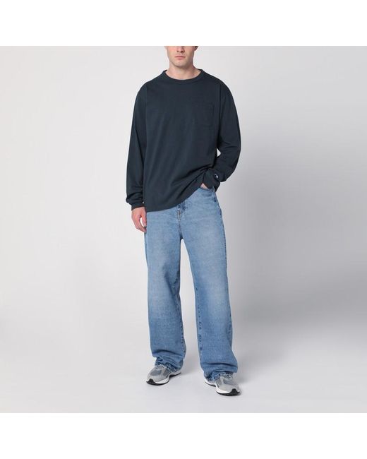 Champion Marineblaues Langärmeliges T-Shirt in Blue für Herren