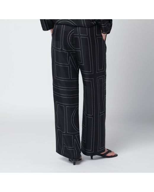 Totême Blue Monogram Silk Pajama Trousers