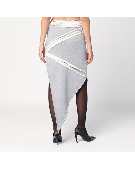 The Attico Gray Asymmetric Mélange Cotton Skirt
