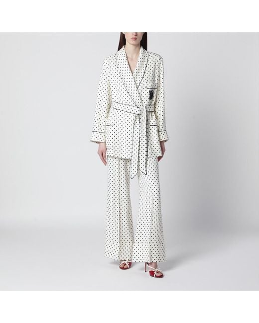 Valentino Gray Ivory Supergran Trousers With Plusdepois Print