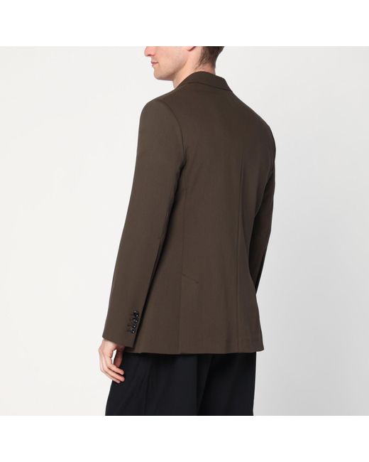 AMI Brown Single-Breasted Wool Jacket for men