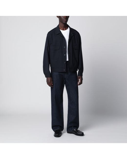 Santaniello Blue Wool-Blend Overshirt Jacket for men