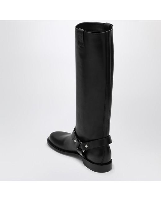 Stivale alto campo biker in pelle di vitello di Loewe in Black