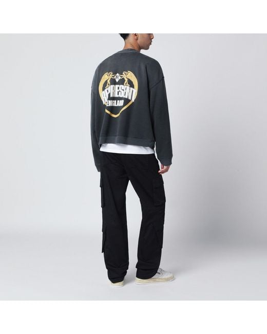 Represent Blue Washed-Effect Cotton Sweatshirt for men
